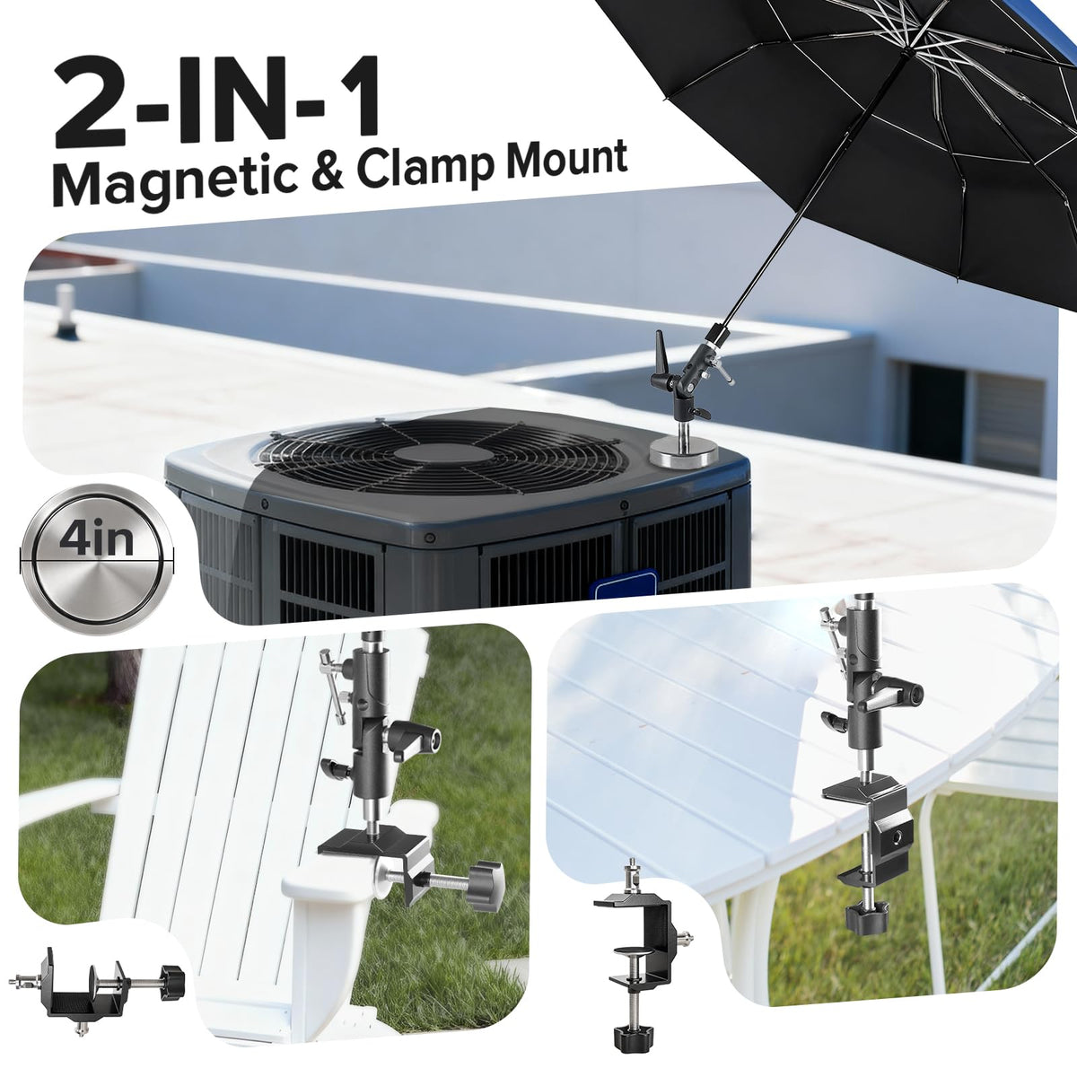 FixOasis magnetic base attaches securely to ferrous surfaces on site.