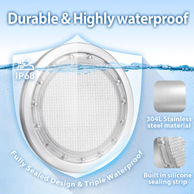 FixOasis IP68 304L stainless steel pool light demonstrates rugged durability