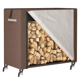 Fixwal 4ft brown firewood cover shields racks from rain.