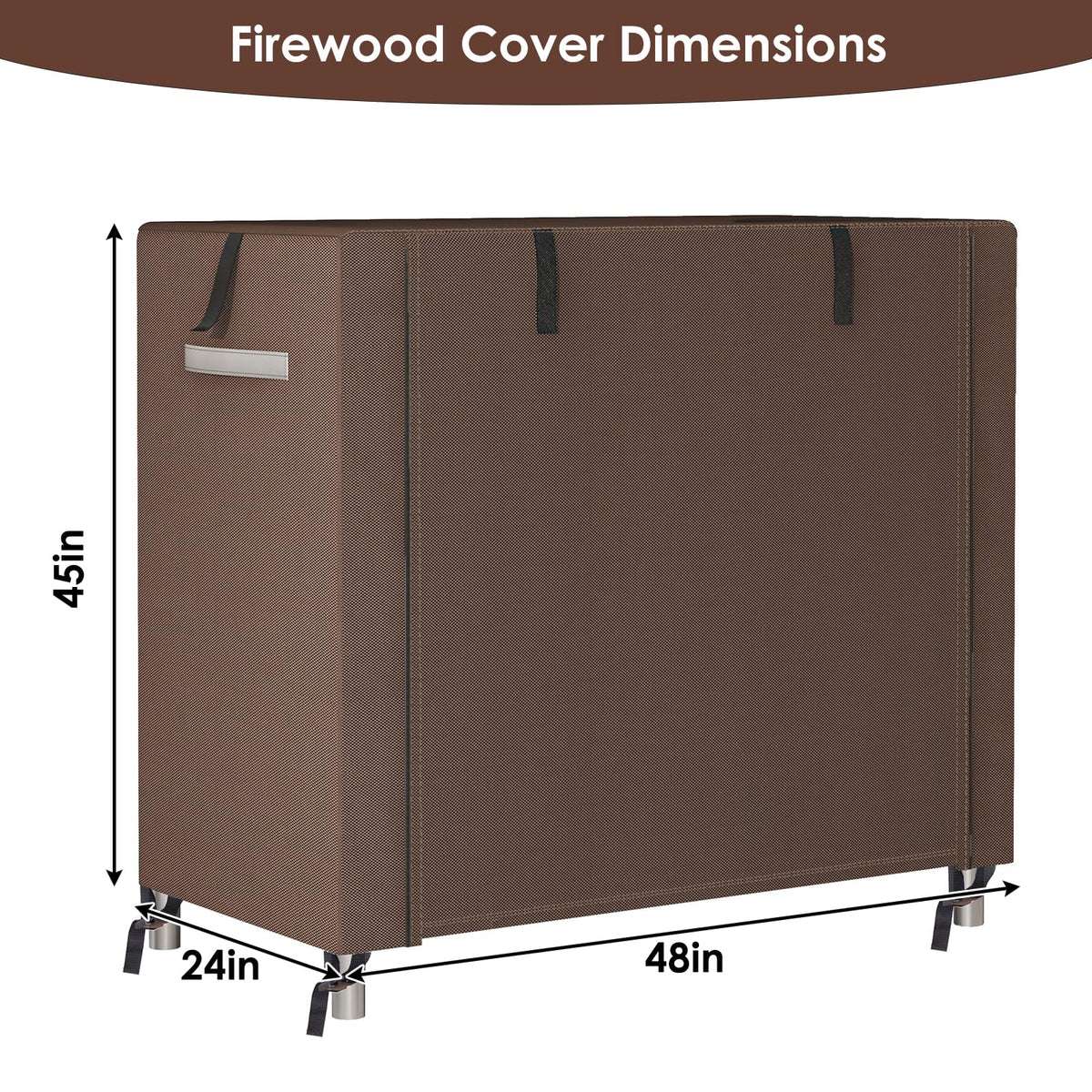 Fixwal firewood cover with reflective strips improves nighttime visibility.