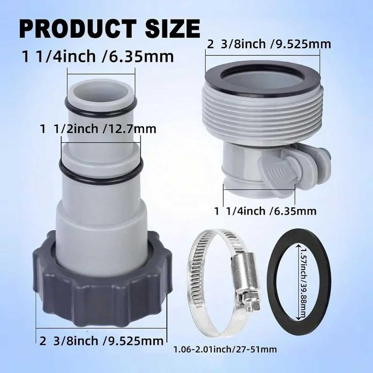 FizzCove Type B adapter fits internal threads for versatile hose connections.