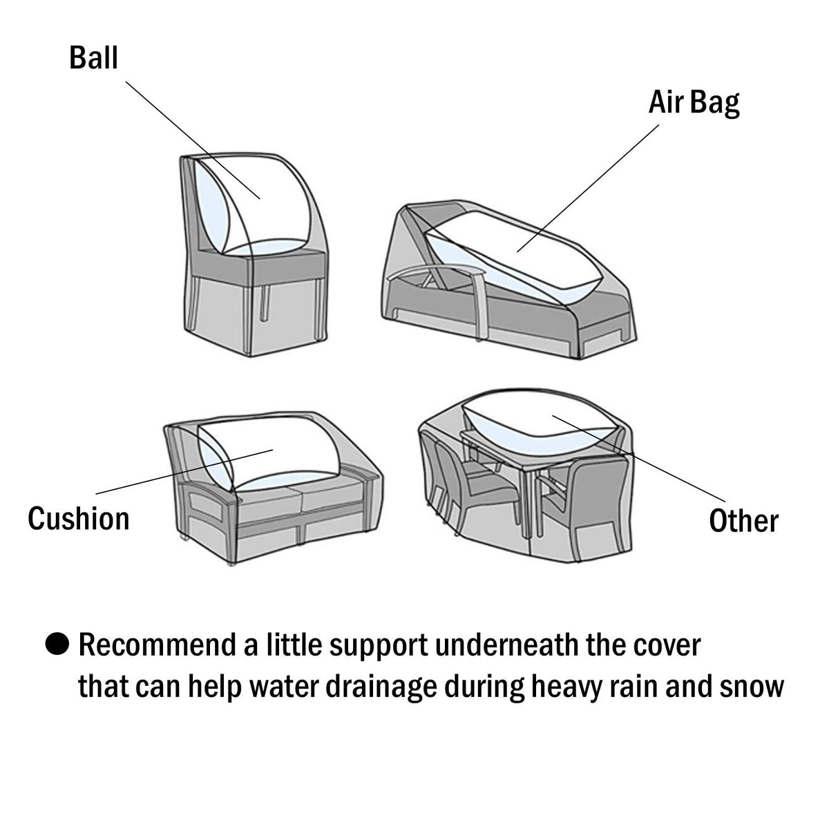 F&J Outdoors versatile cover protects patio sets and loungers.