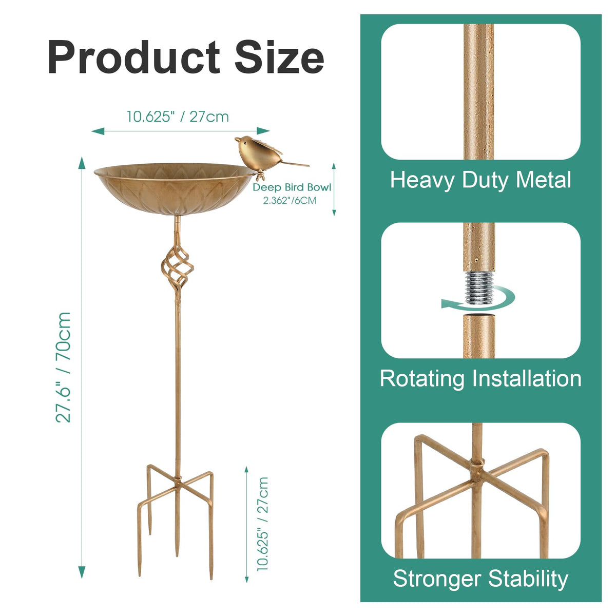 FJJYGYP outdoor garden decor bird bath doubles as a functional water feature