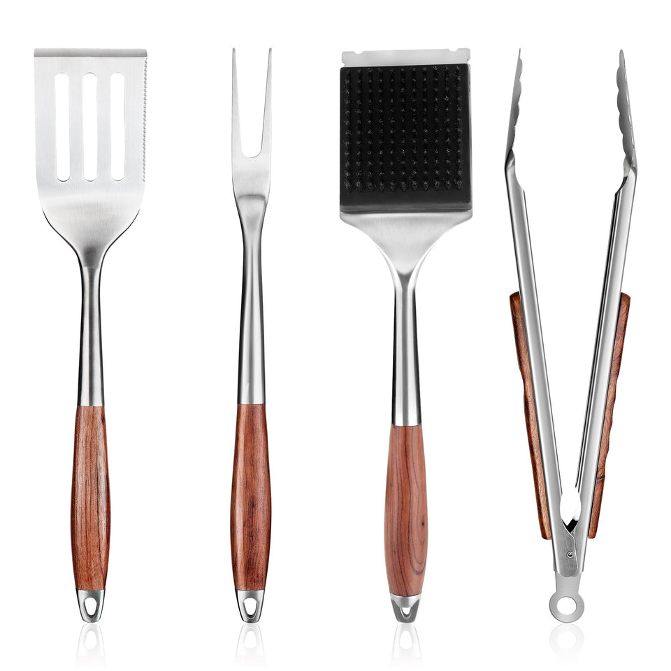 FJNATINH rosewood-handle grill spatula for precise flipping and control.