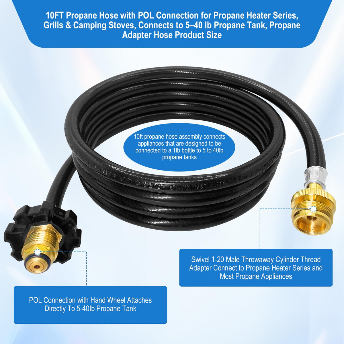 FJXBYWM F273704 long hose in use camping and tailgating for flexible placement.