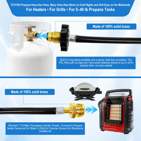 FJXBYWM F273704 swivel ends enable quick, tool-free hookup for heaters and grills.