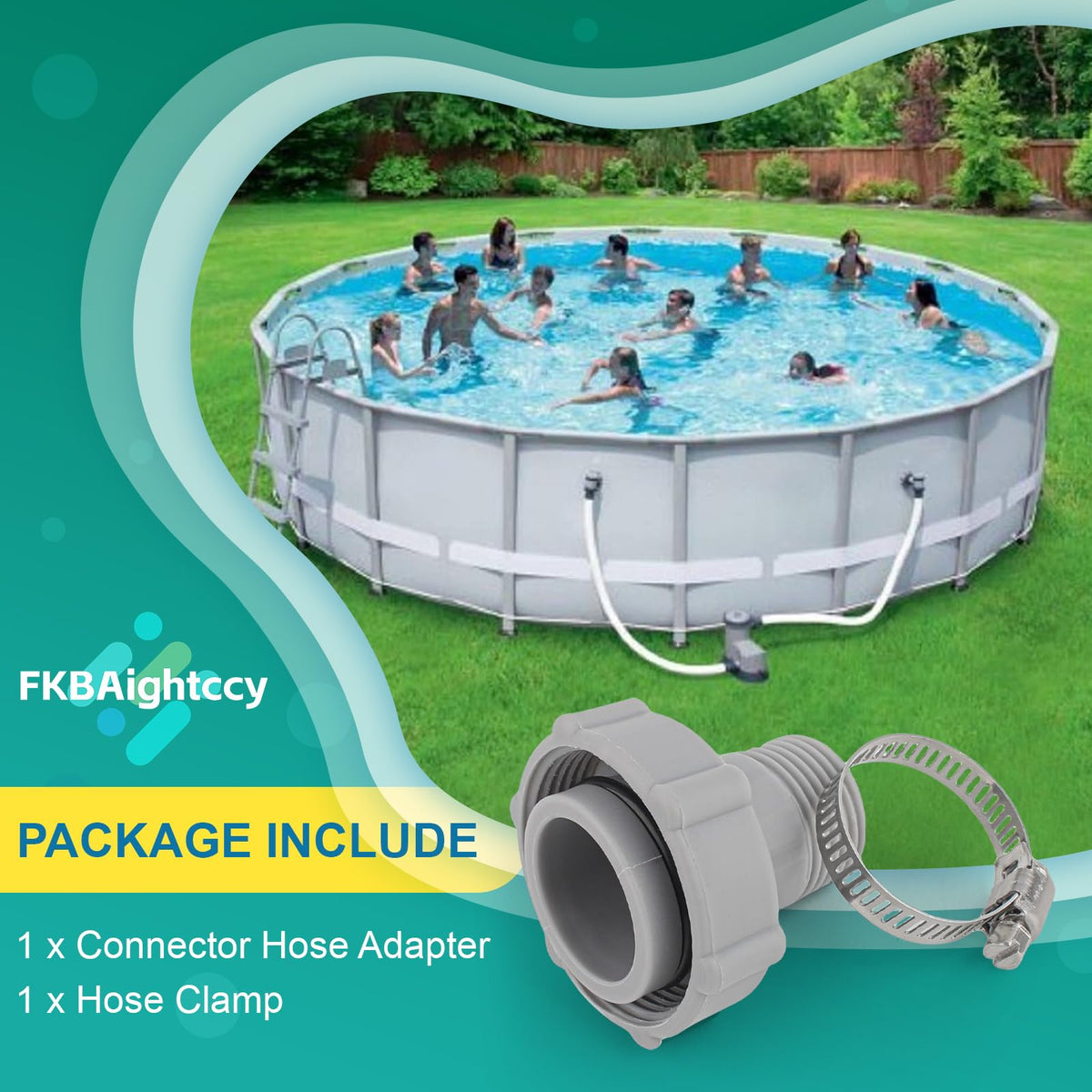 FKBAightccy pool drain connector features durable plastic construction
