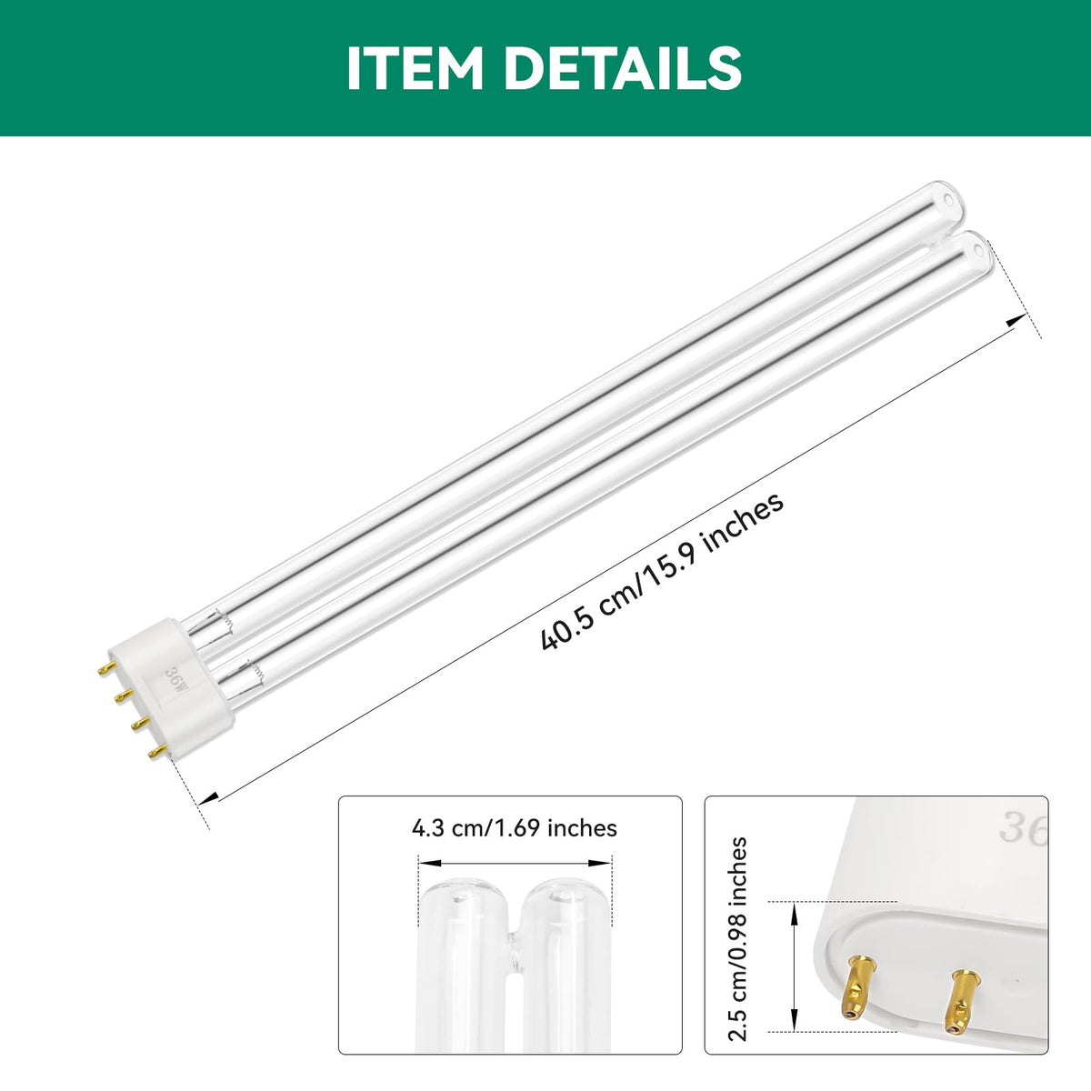 FKBYM 36W UV lamp delivers high-intensity UV-C for clearer water