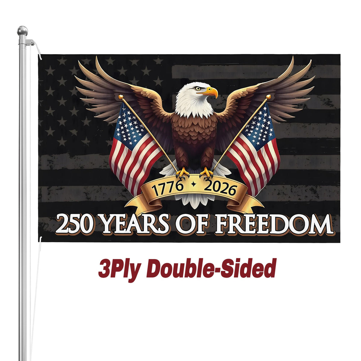 FKCQRJW 250th anniversary flag full view for outdoor patriotic displays
