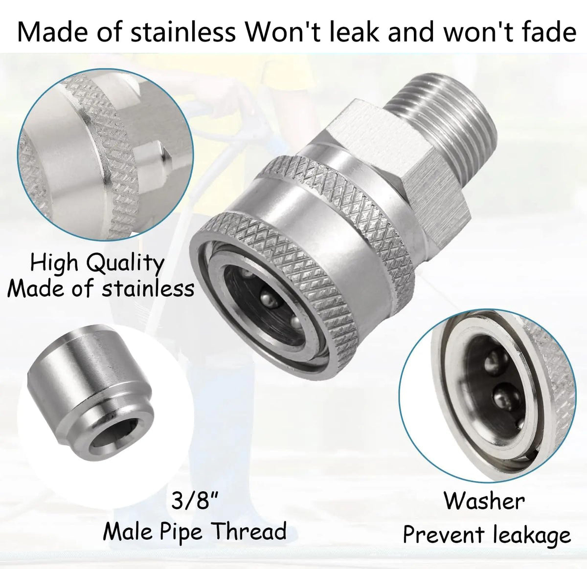FKKWUOT ball-lock quick connect design ensures secure, snap-fit hose connections.