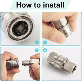 FKKWUOT stainless steel adapters set offers durable, corrosion-resistant connections for pressure washers.