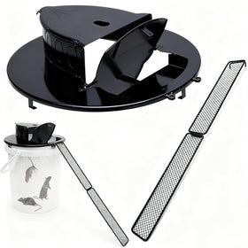 FKXQJS bucket lid mouse trap front view with sturdy metal frame