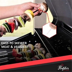FLAFSTER KITCHEN angled-tip flat blade keeps meat and veggies secure