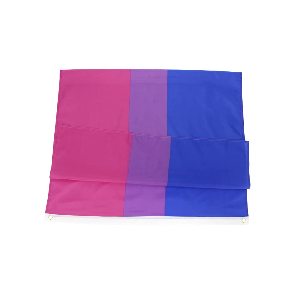 Flaglink bisexual flag close-up showing durable edge stitching for long lasting use.