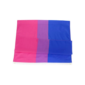 Flaglink bisexual flag close-up showing durable edge stitching for long lasting use.