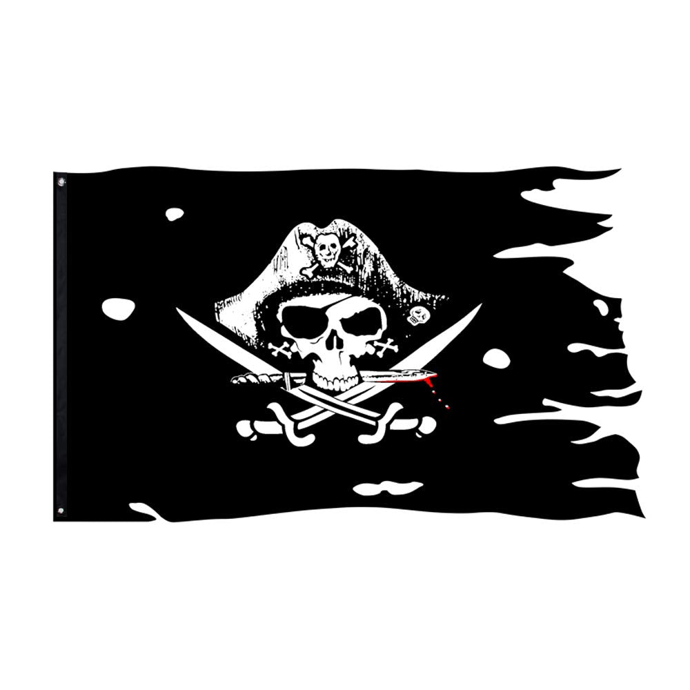 Flaglink Dead Man's Chest skull-bones flag for outdoor pirate decor and bold yard display.