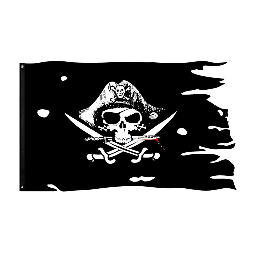 Flaglink Dead Man's Chest skull-bones flag for outdoor pirate decor and bold yard display.