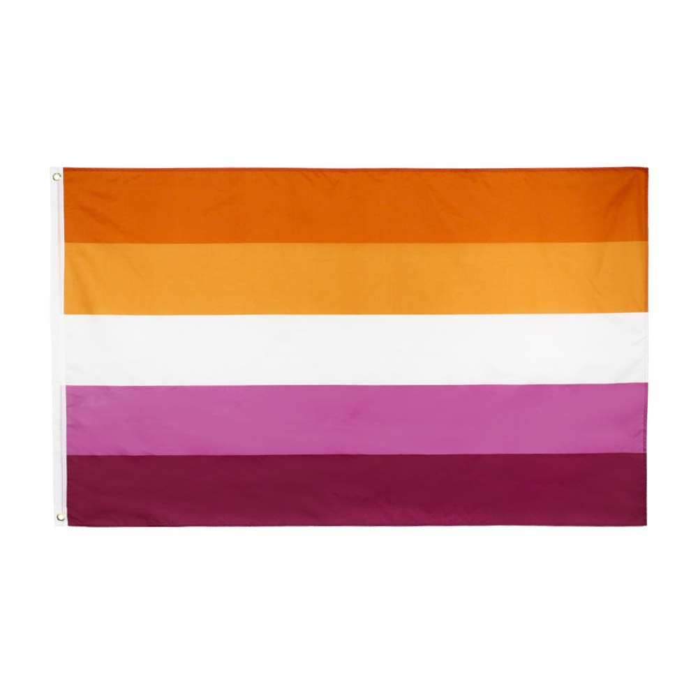 Flaglink Les Pride Flag 3x5ft outdoors shows vibrant colors for durable outdoor display.