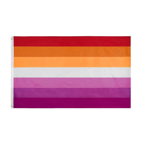 Flaglink Sunset Lesbian Pride Flag 3x5 flag unfurled for outdoor display.