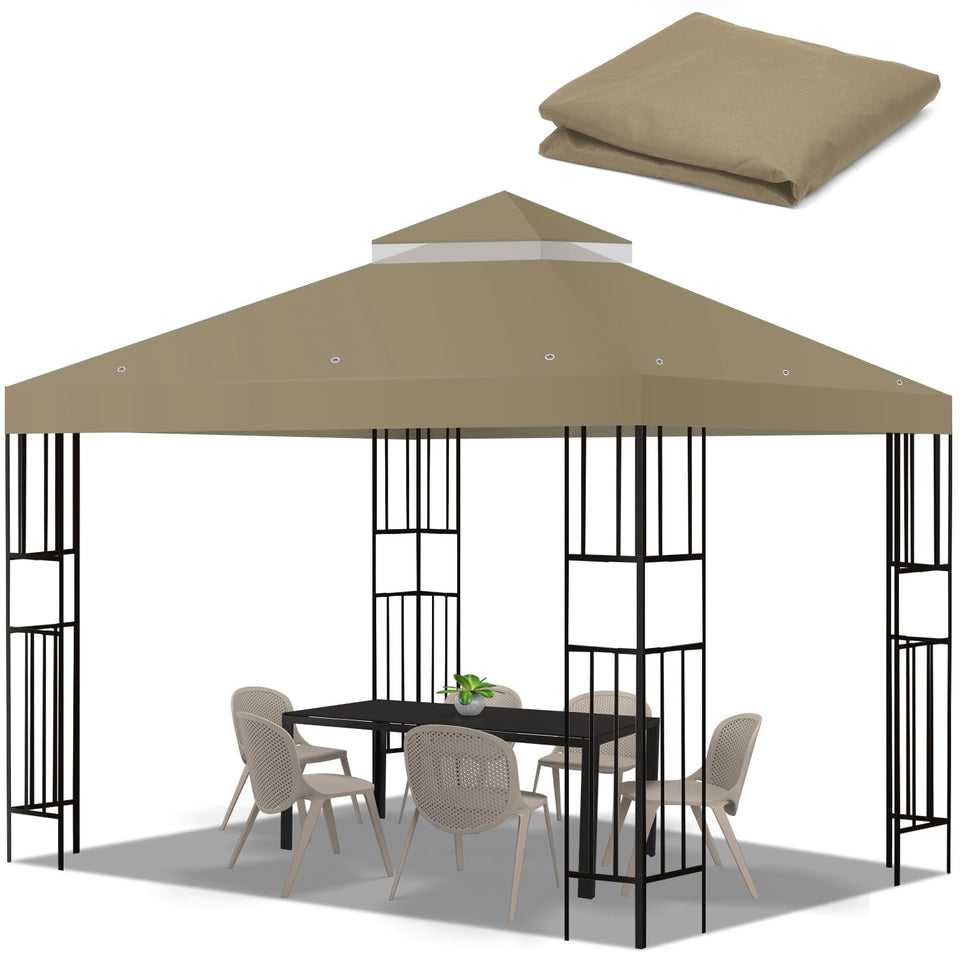 FLAGLY 10x10 gazebo top in khaki provides durable shade for outdoor gatherings.