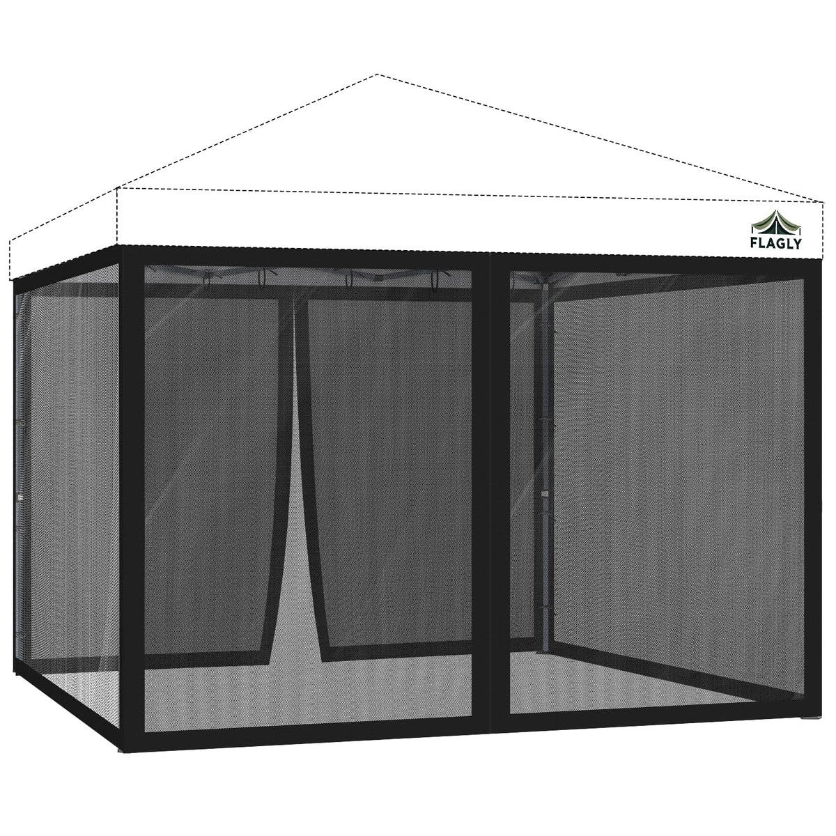 FLAGLY 10x10 netting on a pop-up canopy creates a bug-free lounging area