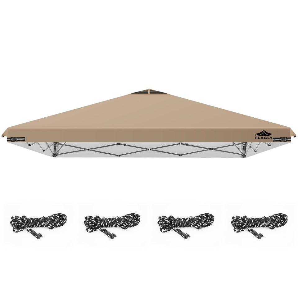 Flagly 10x10 replacement canopy top overview showing universal fit and easy setup.