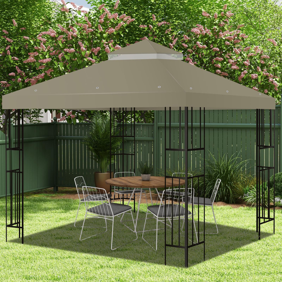 FLAGLY 10x10 gazebo top fits standard frames for versatile backyard shading.