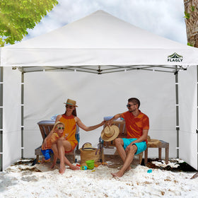 FLAGLY Instant Canopy Sidewall 300D fabric offers waterproof and UV-resistant protection for outdoor booths.