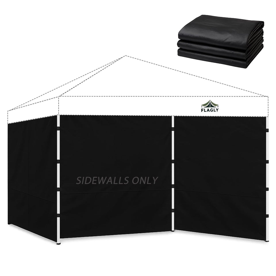 FLAGLY Instant Canopy Sidewall black 86x120 panel for weather protection at outdoor events.