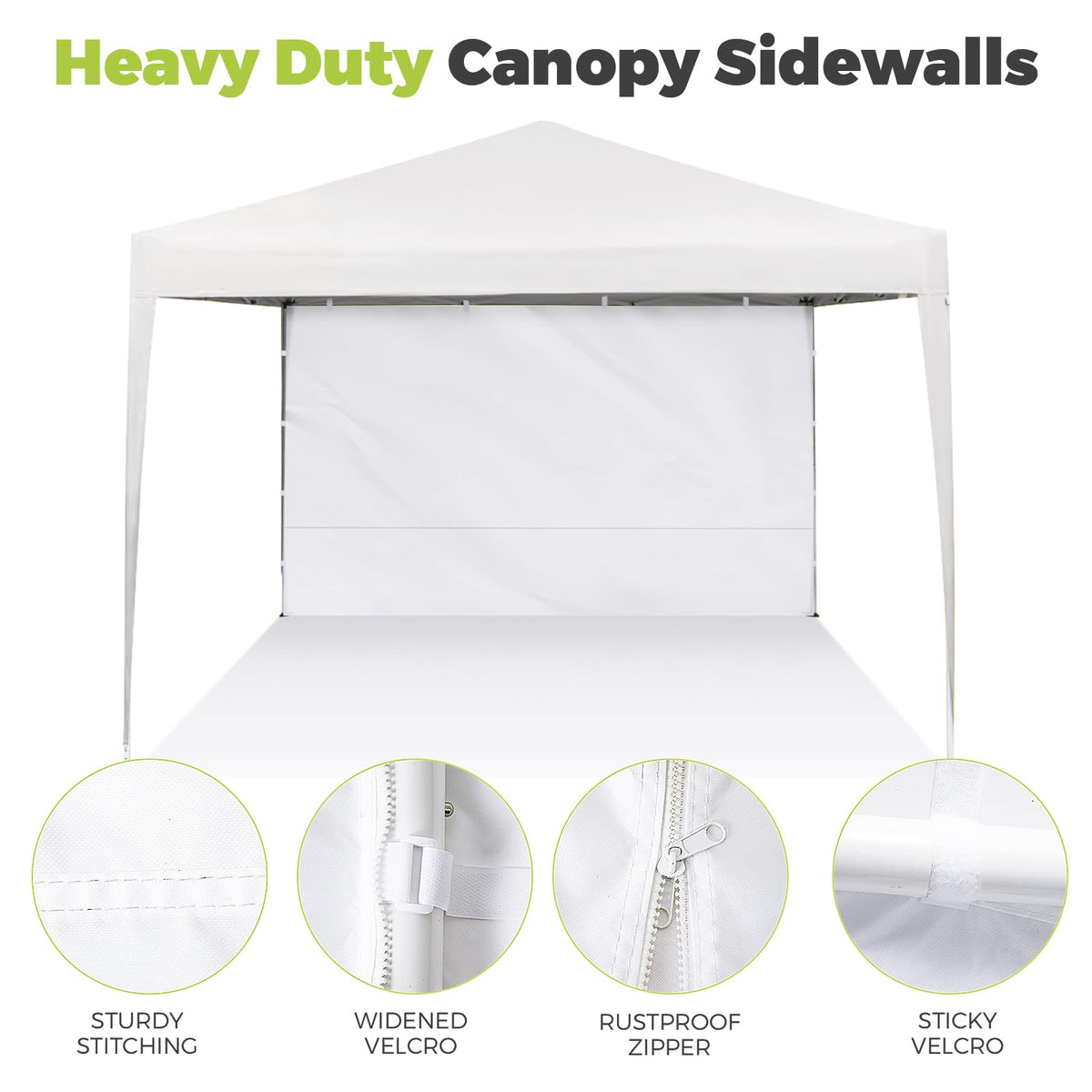 FLAGLY Instant Canopy Sidewall three-panel set shown in packaging for portable use.