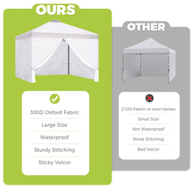FLAGLY Instant Canopy Sidewall privacy solution providing partial enclosure for events.