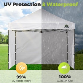 FLAGLY Instant Canopy Sidewall with 8 Velcro tabs and zipper connectors for easy expansion.