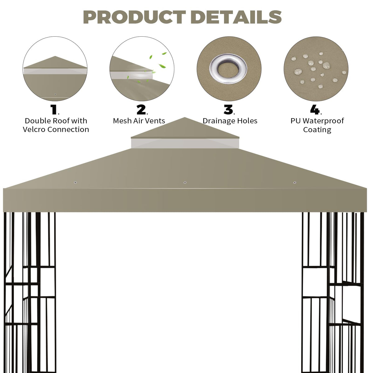 FLAGLY outdoor BBQ area gazebo cover demonstrates sun protection while grilling.