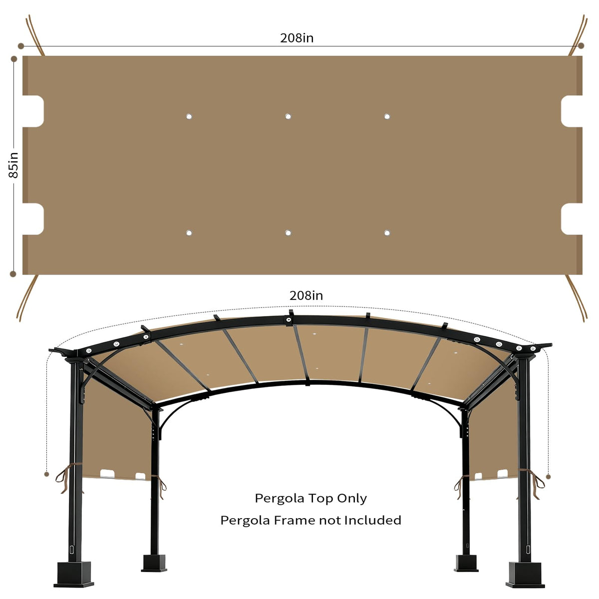FLAGLY pergola shade cover handle slots for easy adjustment.