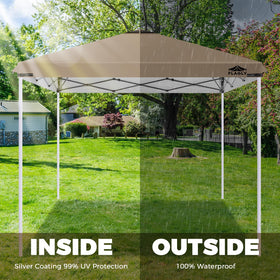 Flagly 10x10 top fits straight-leg frames like Master, CROWN, EZUP, and Everbilt.