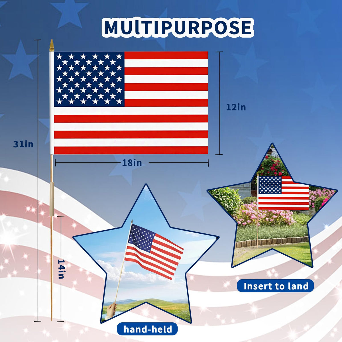 FLAGMESAGE outdoor patio flag display on sturdy wooden pole.