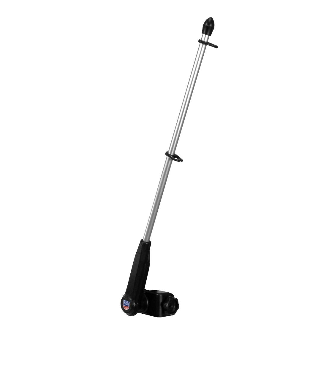 Flagpole-To-Go golf cart flagpole black mounted on cart for customizable angles