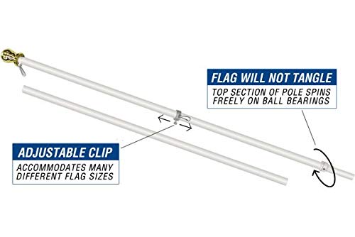 Flags Importer ball-top detail on a white 6ft flag pole