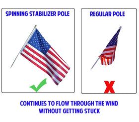 Flags Importer mid-section ball joint enables smooth spinning to prevent tangles