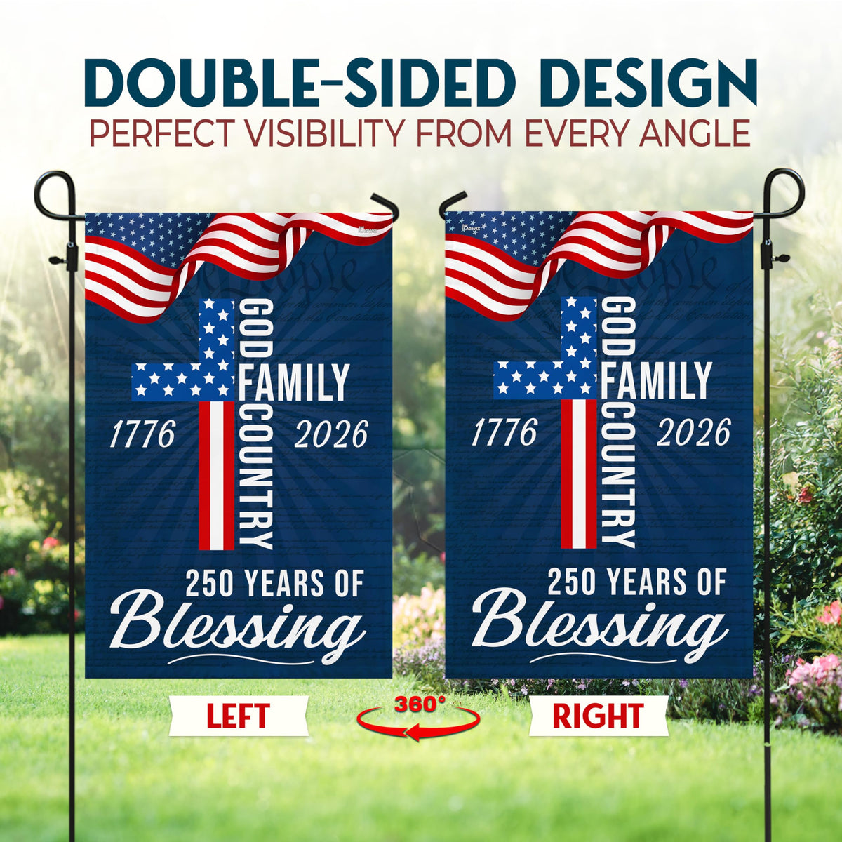 FLAGWIX American 250 Years Blessing Flag detailed stitching highlights premium craft