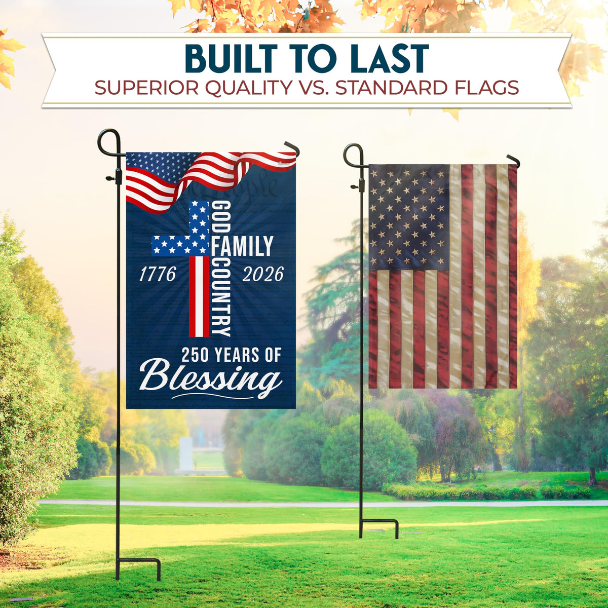FLAGWIX American 250 Years Blessing Flag fabric closeup with fade-resistant fibers