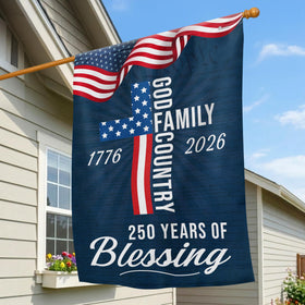 FLAGWIX American 250 Years Blessing Flag front view for outdoor patriotic display.