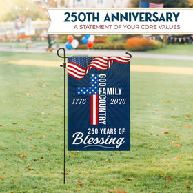 FLAGWIX American 250 Years Blessing Flag fluttering in breeze for garden flag display
