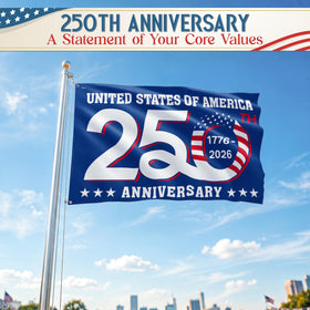 FLAGWIX American 250 Years flag back view with double-sided visibility.