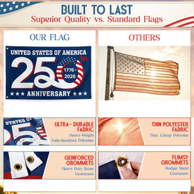 FLAGWIX American 250 Years flag double-sided print for versatile use.