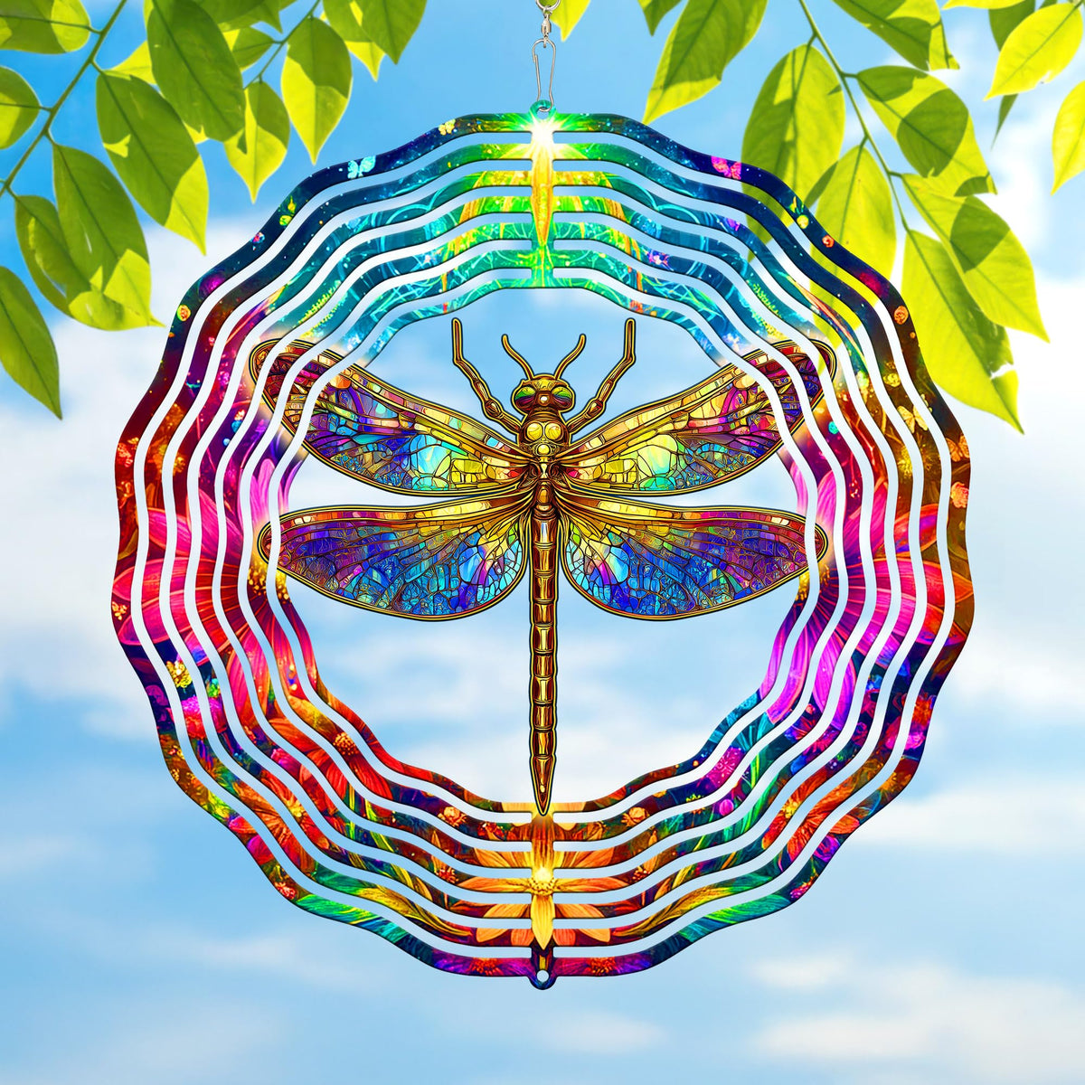 FLAGWIX dragonfly wind spinner 12in in motion enhances outdoor ambiance.