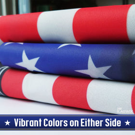 FLAGWIX fade-resistant patriotic flag maintains color for longer outdoor display.