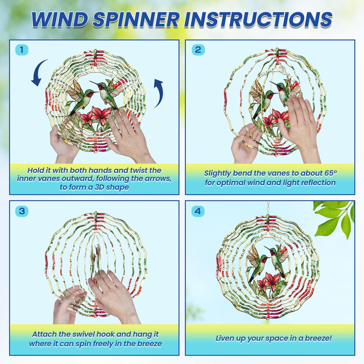 FLAGWIX hummingbird wind spinner gift for mom or grandma.