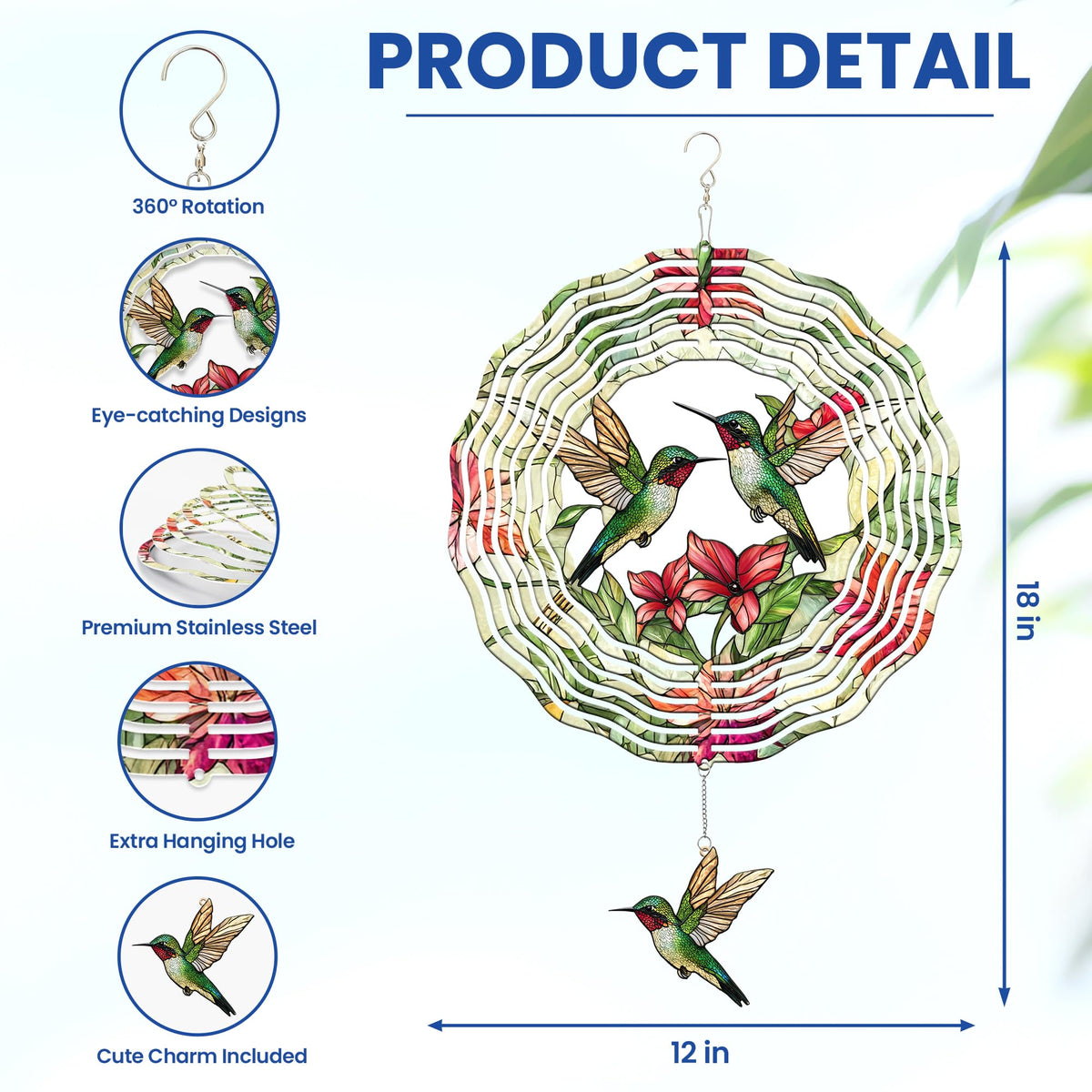 FLAGWIX wind spinner swivel hook for easy hanging.