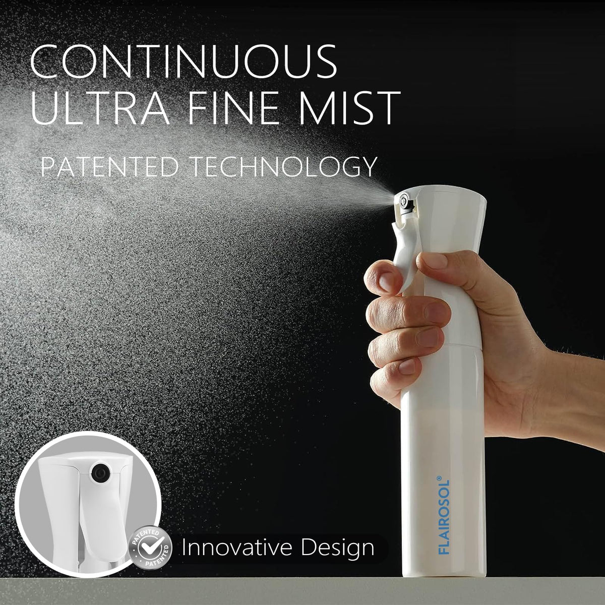 FLAIROSOL Ultra-fine mist spray ensures even coverage on large indoor areas.